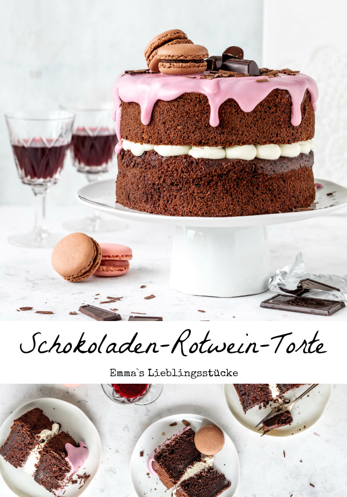 Einfache Schokoladen Rotwein Torte mit Ricottacreme backen. Das Rezept gibt es auf Dem Blog Emmas Lieblingsstücke.
