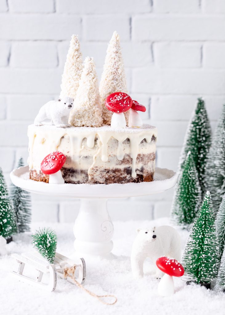 Marmorkuchen Torte Rezept Winterlandschaft Backen Weihnachten