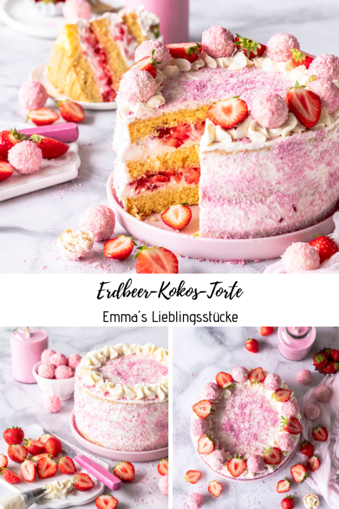 Rezept: Erdbeer Kokos Torte backen lecker einfach Biskuit #Erdbeeren #strawberry #torte #cake #Kokos #foodblog #foodphotography #foodstyling #coconut Emma´s Lieblingstücke