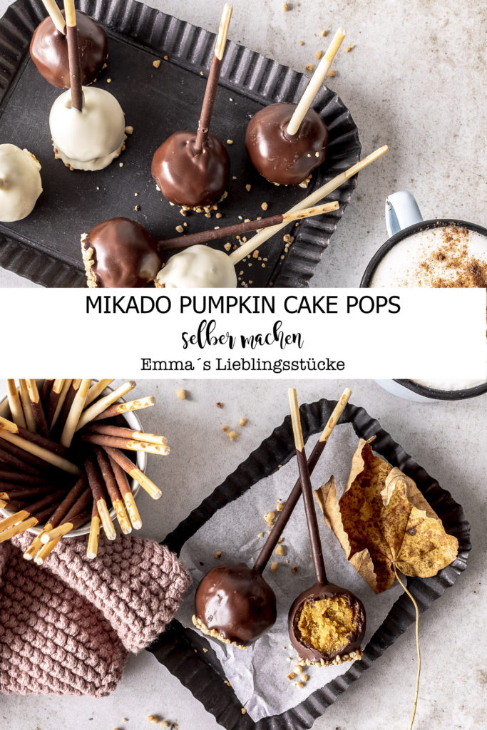 Einfaches Rezept für Mikado Pumpkin Cake Pops Soulfood für den Herbst selber machen Kürbis Kuchen am Stiel backen #pumpkin #pimpkinpops #cakepops #herbst #schokolade Emma´s Lieblingsstücke