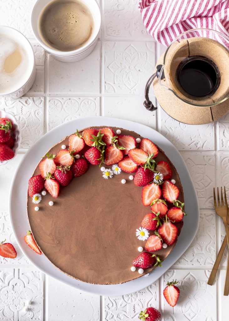 Erdbeer Brownie Torte mit Kaffee Schokomousse backen Emmas Lieblingsstücke