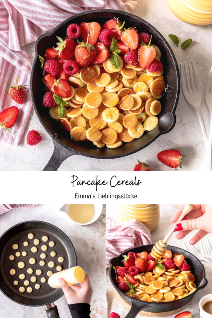 Fluffige Joghurt Pancake Cereals Rezept für Mini Pancakes eayspeasy Pfannkuchen #pancakes #cereals Emmas Lieblingsstücke