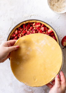 Gedeckter Apfelkuchen mit roten Äpfel, Zimt und Zucker ganz einfach selber backen. #apfelkuchen #kuchen #apfel Emmas Lieblingsstücke